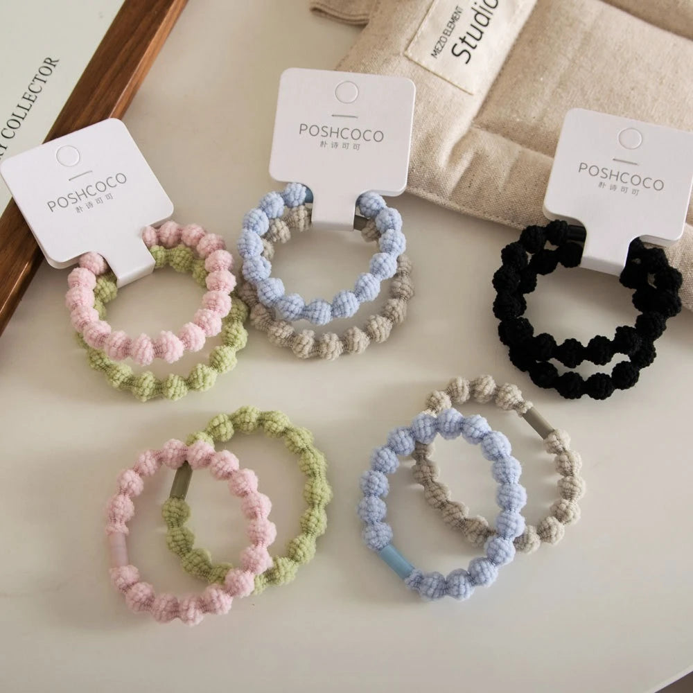 2pcs Basic Hair Scrunchies High Elastic Durable Hairbands Rubber Bands for Women Girl Simple Hair Accessories Headwear Hair Rope Quake