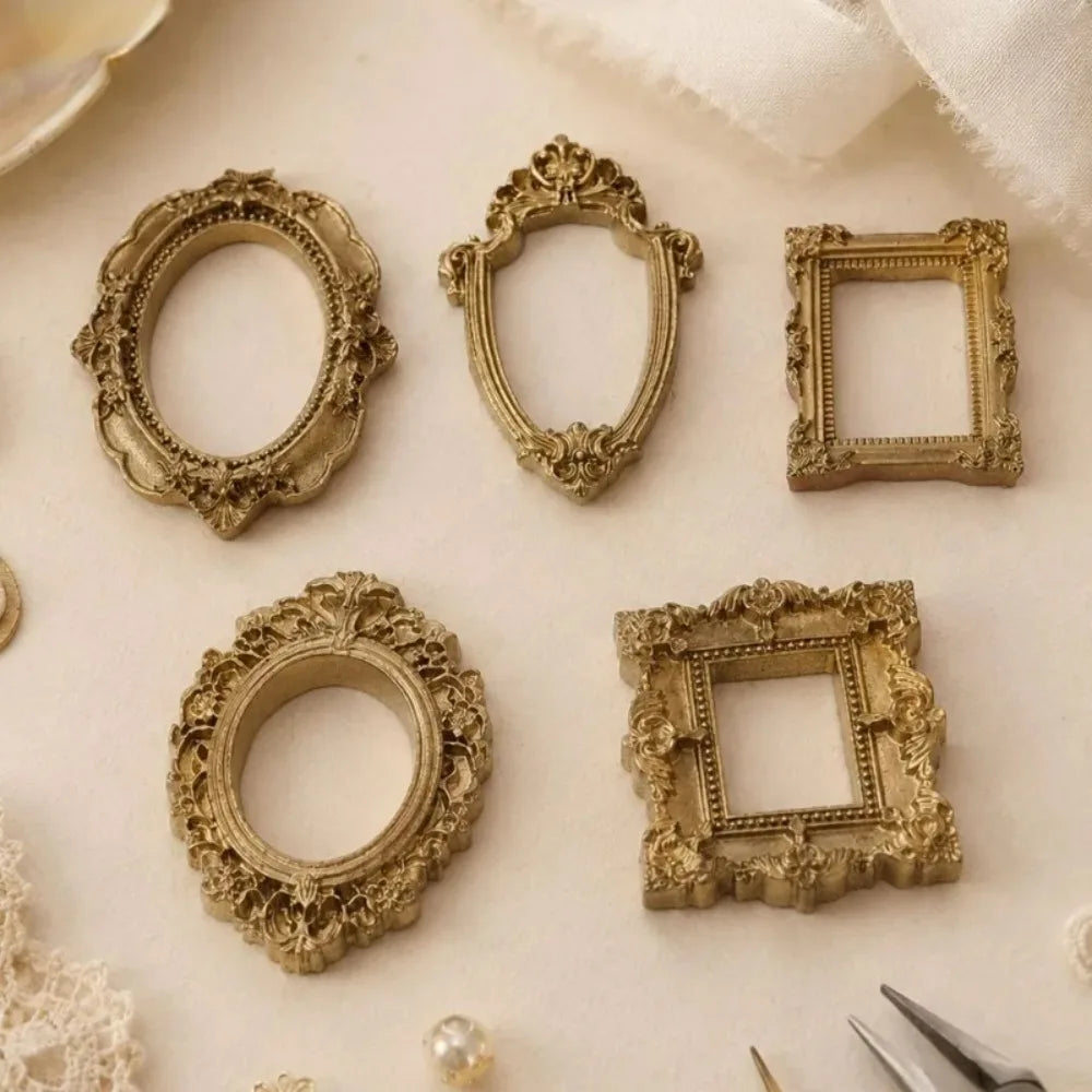 30/5PCS Antique Relief Resin Photo Frame Mini Photo Frame Decoration Home Desktop Ornaments DIY Crafts Display Decor Accessories Quake
