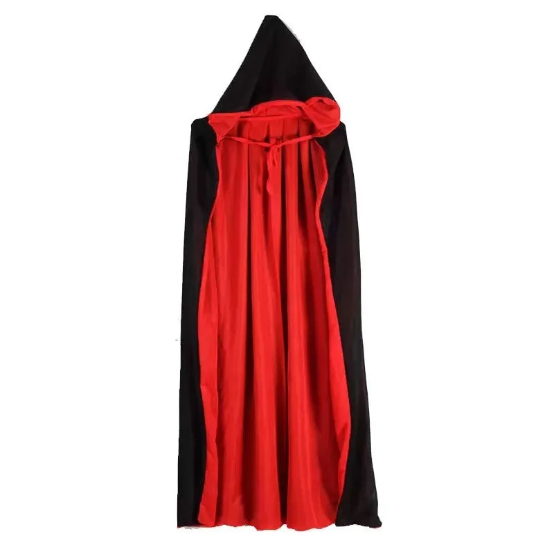 Halloween Women Men Clothes Cosplay Costume Adult Stand Collar Hooded Cape Black Red Reversible Cap Vampire Halloween Party Quake LW2013 S