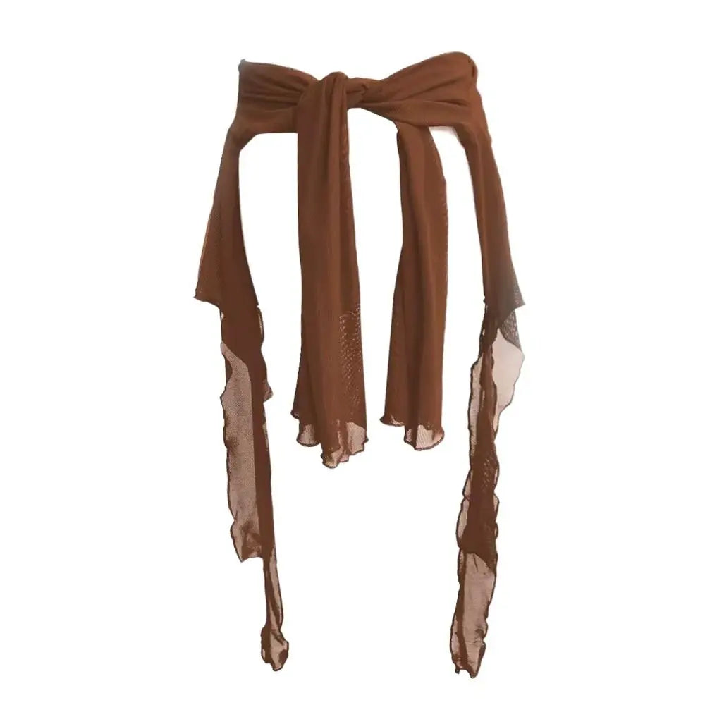 Jeans Pants Decor Irregular Jazz Dance Scarf See Through Harajuku Hip-hop Scarf Streetwear High Waist Waistband Quake