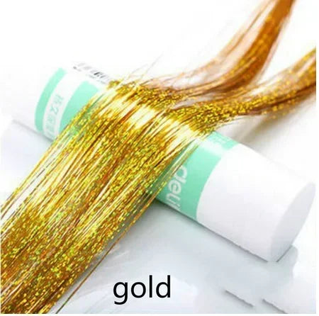 93cm/100cm Holographic Hair Extensions Accessories Glitter Hair Tinsel Sparkle Shiny 120 Strands Bling Twinkle Hair Extensions Quake No 7 100 cm