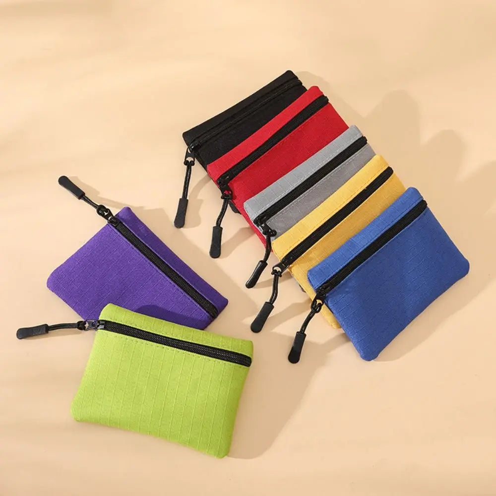 Unisex Solid Color Mini Coin Purse Canvas Kid Storage Pouch Small Wallet Zipper Coin Key Bag Women Men Quake
