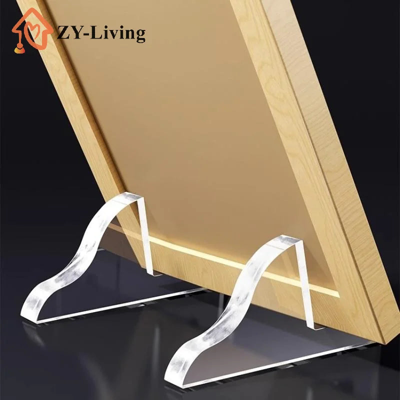2Sets Transparent Acrylic Photo Frame Stand,Display Cabinet Base Stand,Medal Certificate Desktop Ornament Decoration,Photo Frame Quake