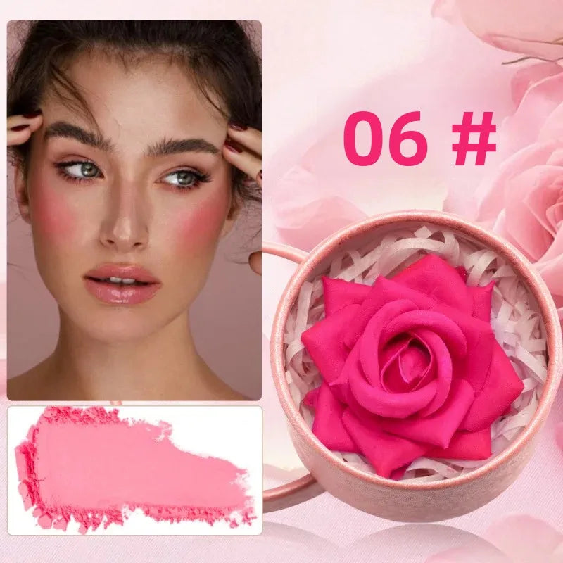 SAM SUGAR 3D Three-Dimensional Rose Blush, High Gloss, Naturally Enhances the Complexion, Small Petals, Nude Makeup Color:06 Quake