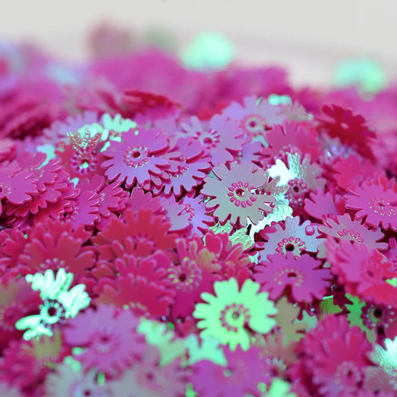 50g/500g PVC Paillette Sequins Daisy Flower Loose Colorful Lentejuelas for DIY Crafts Sewing Clothes Decor Manicure Accessories Quake 84 rose red 500g