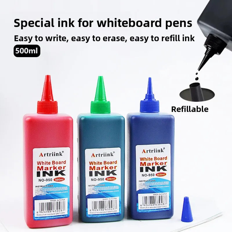 1pc Whiteboard pen ink 500ML replenishment liquid water-based large capacity erasable environmentally friendly filling liquid Quake