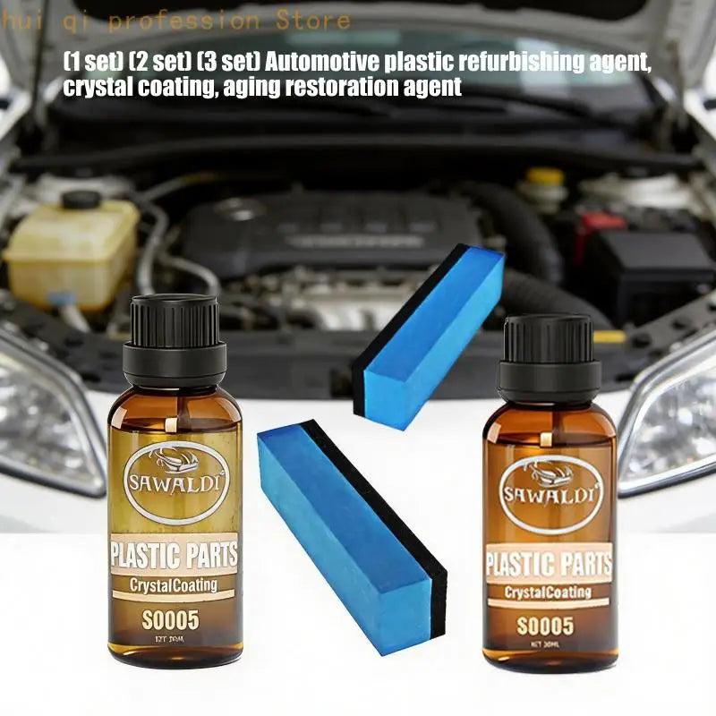 Plastic Trim Restorer for Vehicles, 30 Coating Bottle and Applicator Sponge for Exterior Plastic Care Use H8WE Quake