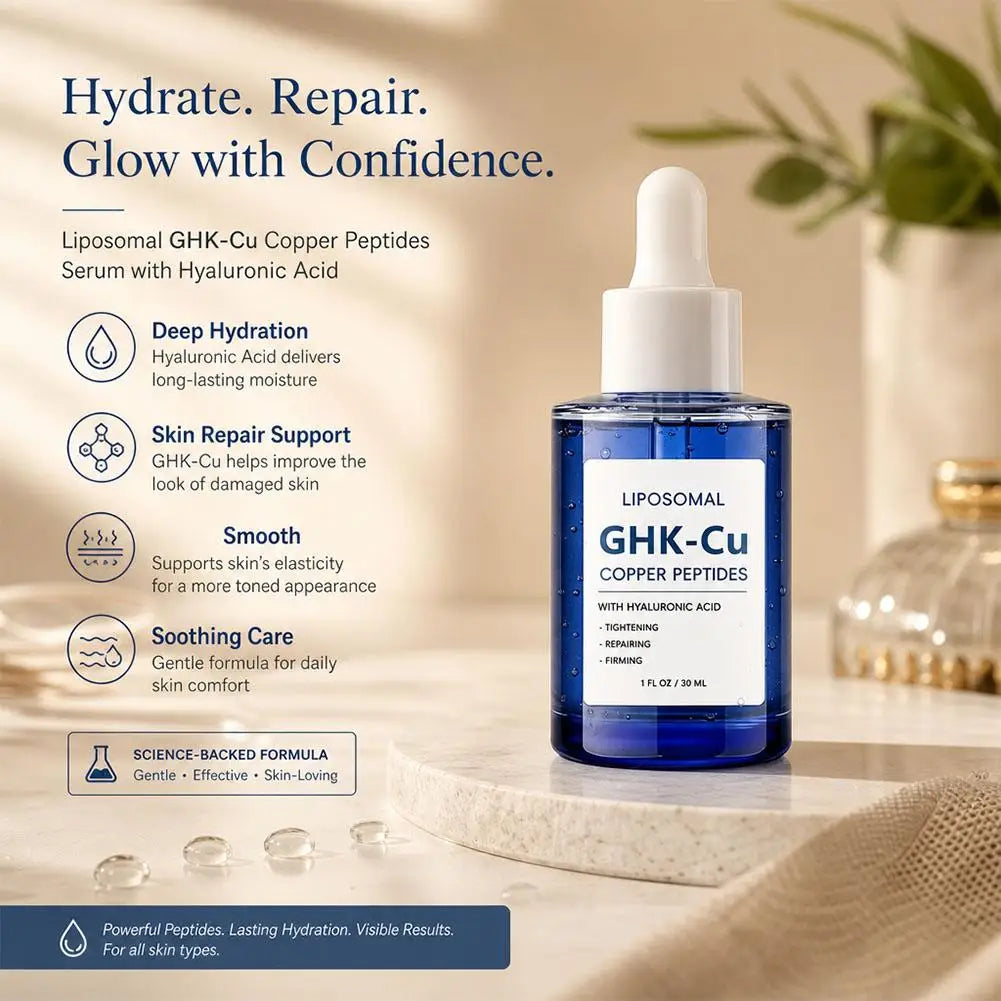 Zyvarn GHK-Cu Facial Serum | Copper Peptides Moisturizing Firming Essence with Hyaluronic Acid for Skin Tightening & Repairing Quake