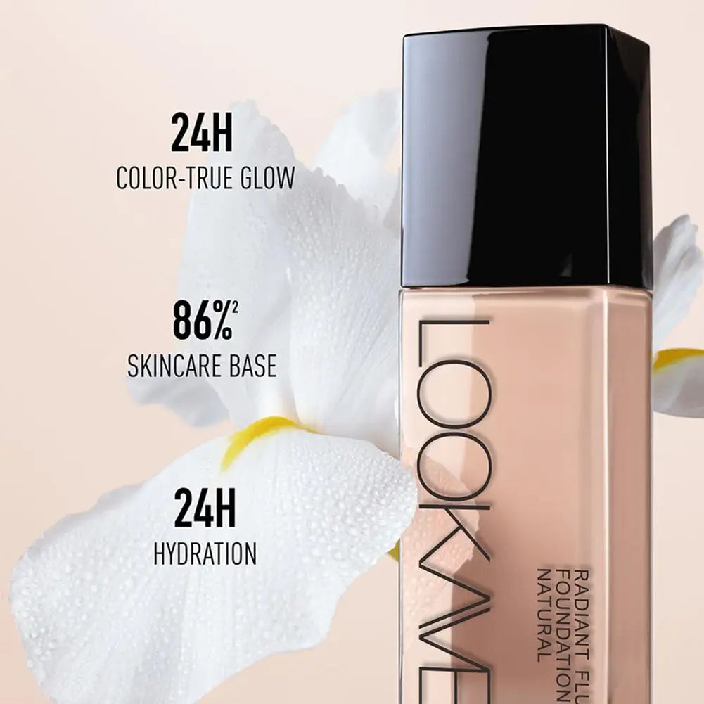 LOOKAVE Liquid Foundation Long Lasting Full Coverage Natural Matte Liquid Foundation Moisturizing Concealer CC Cream Base Makeup Quake