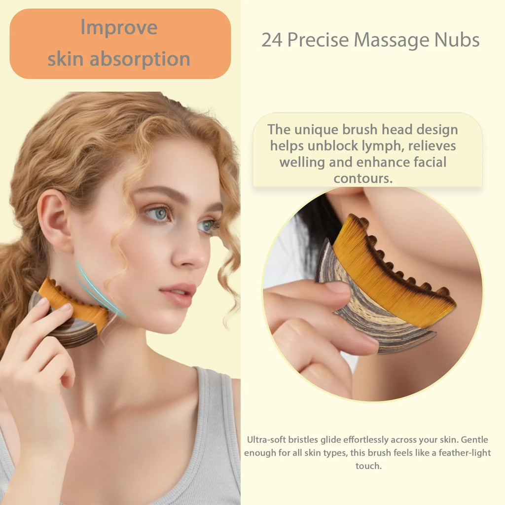 1 PCS Lymphatic Contour Face Brush with Storage Box Lymphatic Drainage Brush for Face Chin & Neck Quake