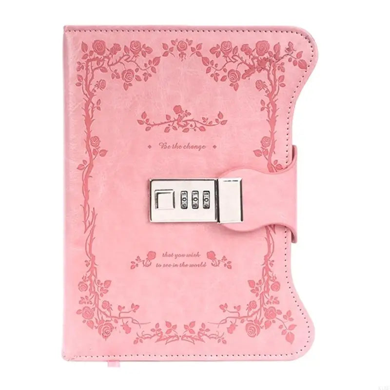 Retro PU Leather Diary with Combination Lock 360 Pages Travel Journal Hardcover Notebook For Daily Writing Note Taking K1KF Quake Pink CN