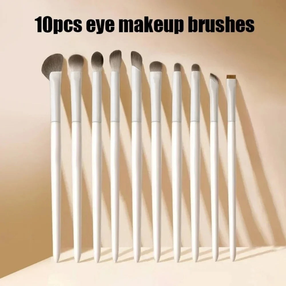 5/6/8/10Pcs Professional Eye Makeup Brushes Set Detail Eyeshadow Brush White Ultra Soft Eyeshadow Eyeliner Beauty Makeup Tools Quake 10pcs