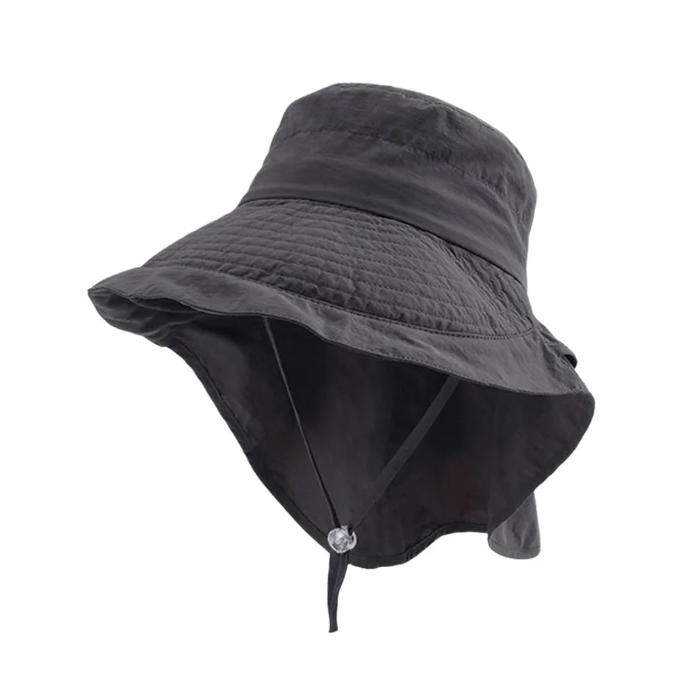 Gifts Adjustable Women's Sun Hat Neck Protection Wide-brimmed Summer Sun Cap UV Protection Fisherman Hat Quake Dark Grey