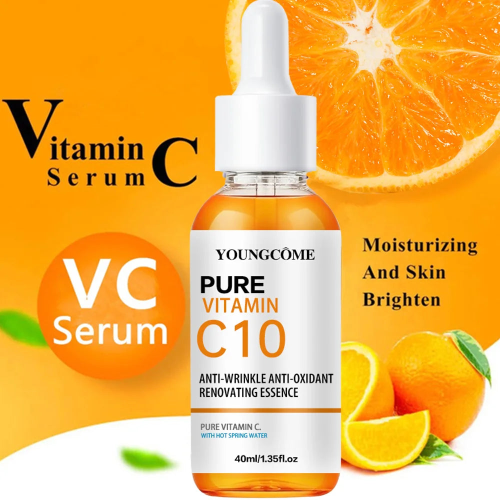 Vitamin C10 Whitening Serum Remove Freckles Dark Spots Face Essence Fade Melasma Melanin Brighten Repair Dull Skin Care Quake