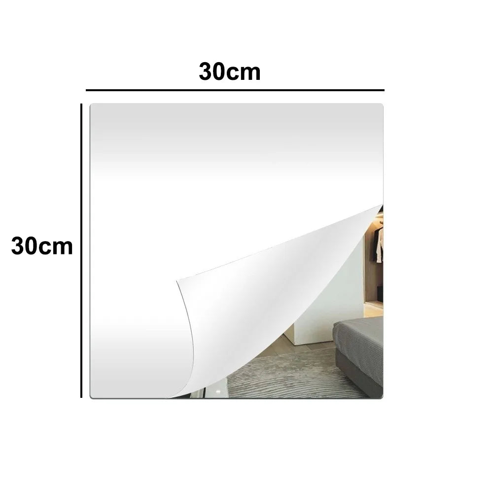 1pc Self Adhesive Acrylic Mirror Sheet 1.6mm Thick Shatterproof Non Glass Mirror Stickers Simple DIY Craft Makeup Mirror Quake 30x30cm