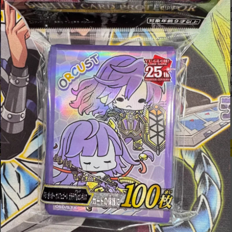 Hot 100pcs Official Yu-Gi-Oh Card Sleeves 63x90mm 25th Anniversary Dragonmaid, Punk, Orcust Kids Card Protectors Collection Gift Quake