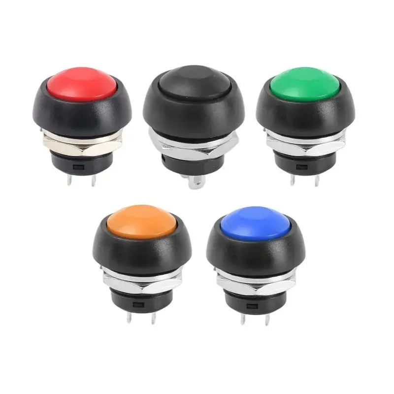 30/1PCS PBS-33B Momentary Push Button Switch with Metal Installation Nut Waterproof Colorful Control Panel Light Button Switch Quake Mixed Color 1PC