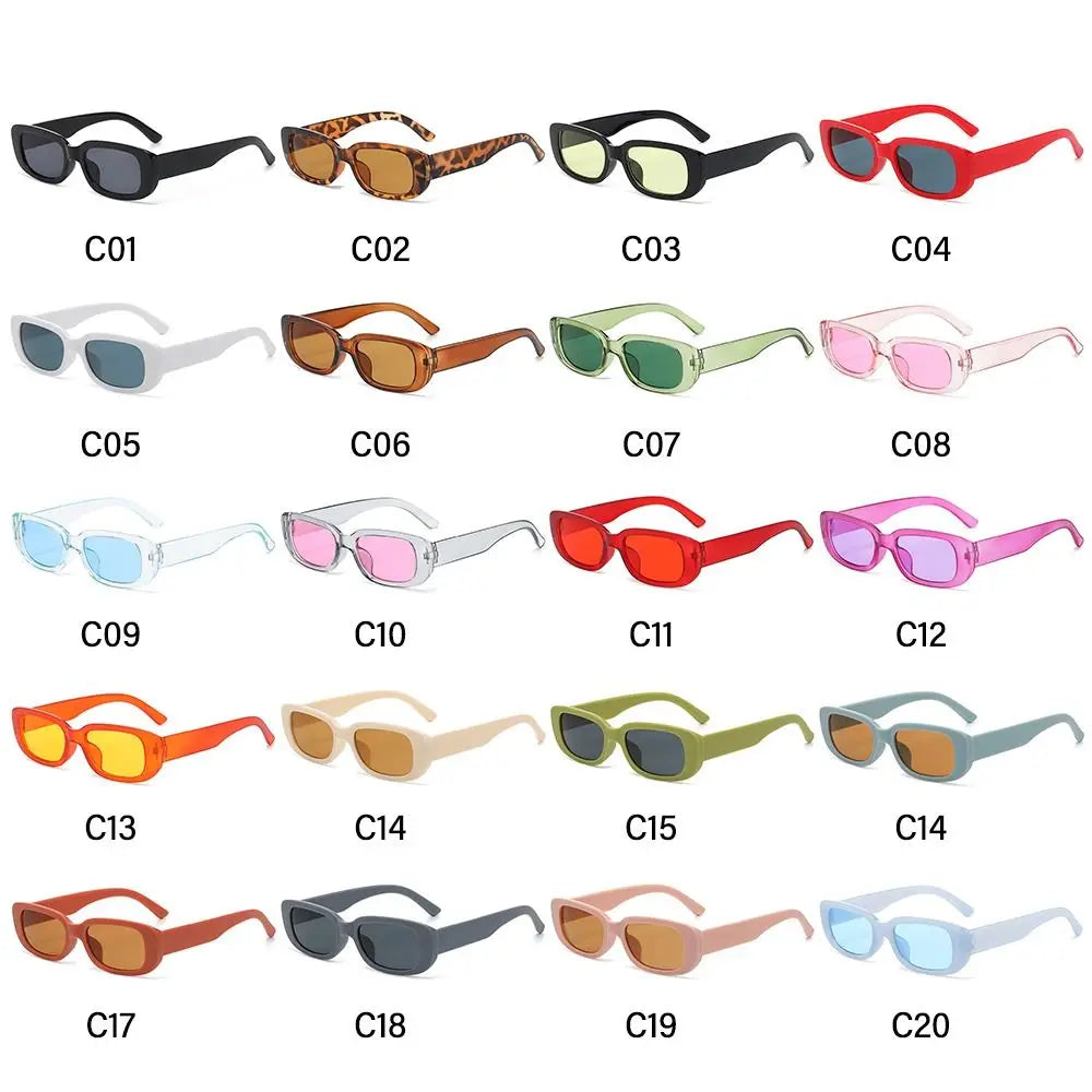 Trendy Narrow Square Frame Y2K Sun Glasses Candy Color UV400 Protection Rectangle Sunglasses Black Shades for Women Men Quake