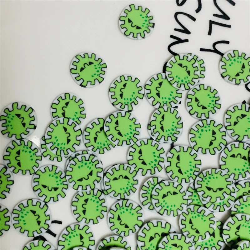 50g/Lot 5/10mm Halloween Red Green Poisonous Clay Slices Sprinkles Soft Pottery for DIY Crafts Filling Accessories Quake 10mm green