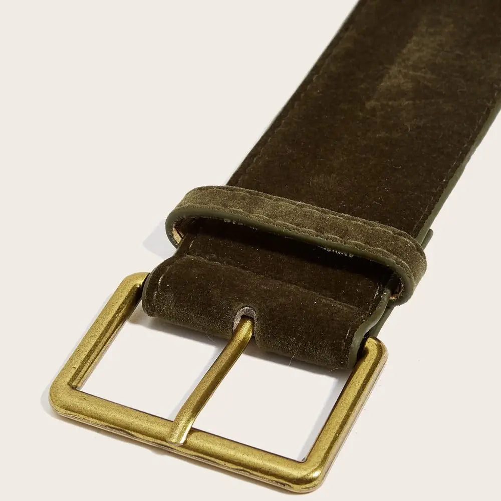 Women Fashion Luxury Design Suede Leather Wide Belt Trendy Casual Business Waist Strap Versatile Trouser Dress Belts Gifts Quake
