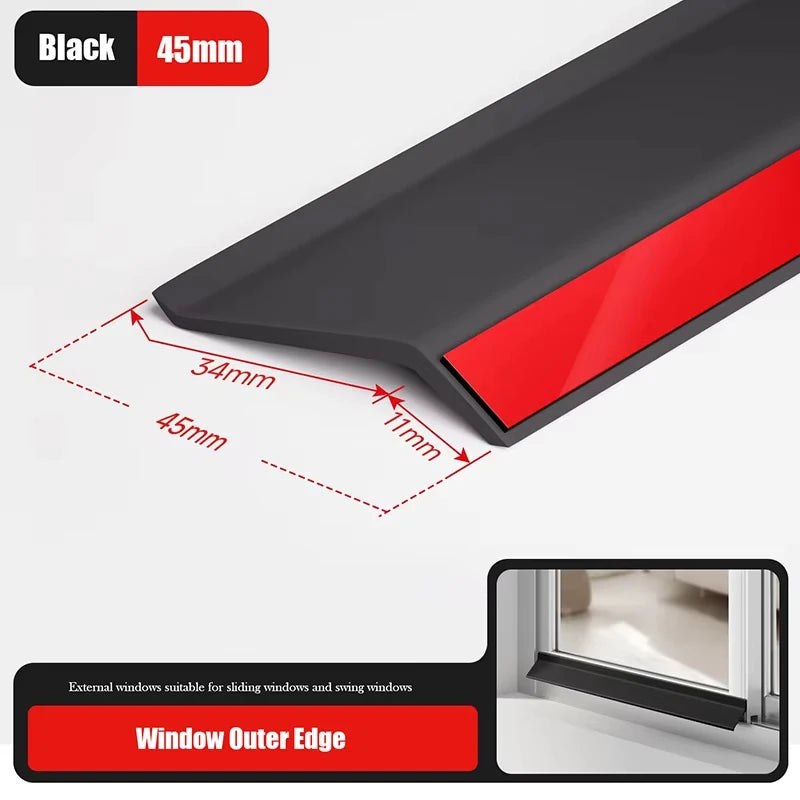 Window water blocking bar home window rain Flashing board aluminum alloy window edge waterproof Water Deflector sealing strip Quake Outer Window-45mm 1M