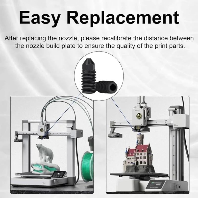 Hardened Steel Nozzle Set with Chamfered Plan Reduces Clogs Heat Resistant for 3D Printers K1KF Quake China Mainland