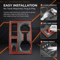 ABS Gear Selector Trim Cover, Black Carbon Fiber Look Decorative Panel with Two Round Openings, Rectangular Cutouts, and Quake CN