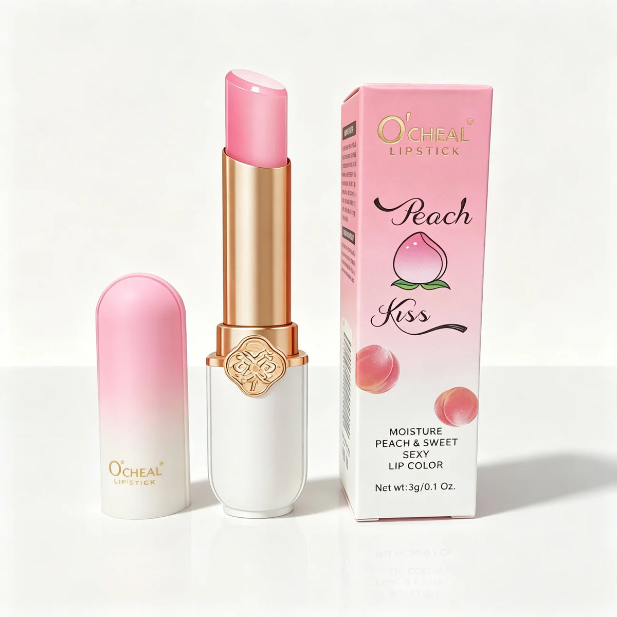 Twist Up Solid Lipstick Stick Moisturizing Pink Shine Glossy Long Lasting Smooth Lip Color Crayon Party Festival Daily Makeup Quake 6912-peach