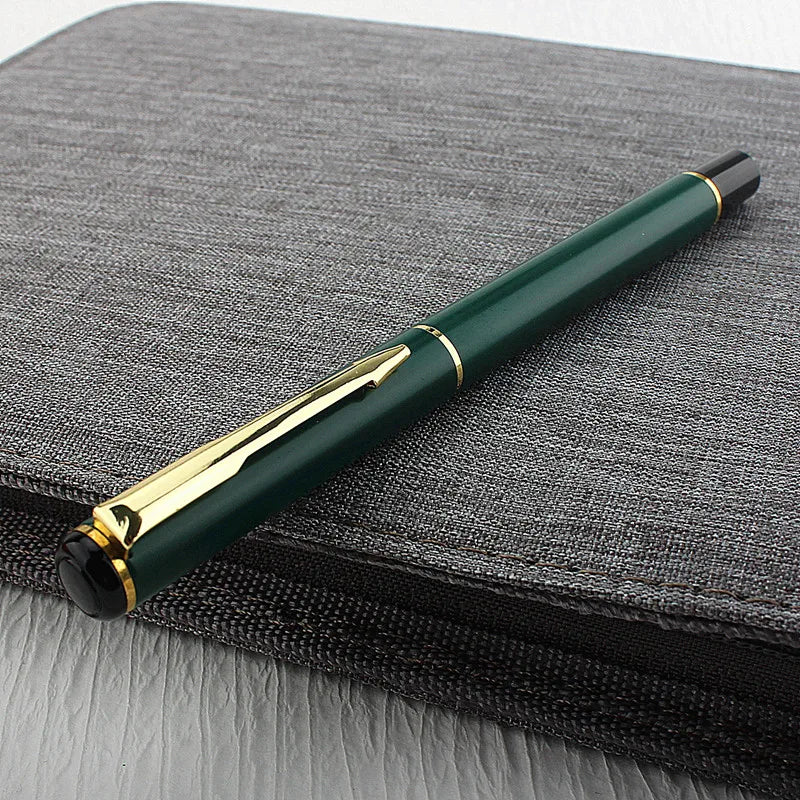 Metal Green Luxury Ink Ballpoint Pen, Black Ink Medium Point 0.5mm Smooth Writing Metal Ball Point Pen Signature Pen Quake