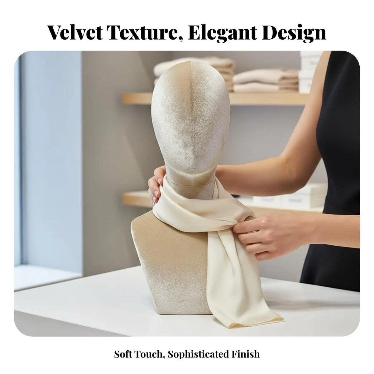 Velvet Head Form Non Slip Surface Elegant Look for Shop Displays Quake
