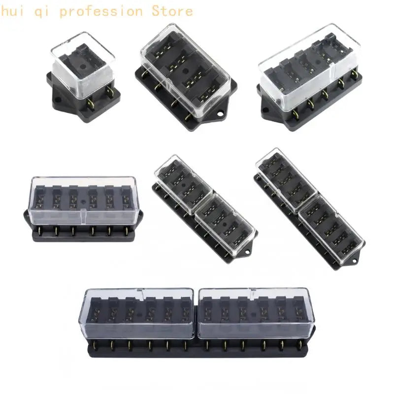 Vehicle Blade Terminal Box with Dust Cover, Mountable Slot Layout, ABS Housing Suitable for 12V 24V Circuit Service H8WE Quake