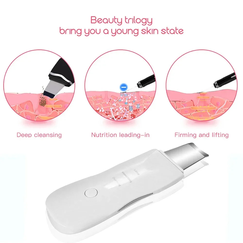 Professional No Ultrasonic Facial Skin Scrubber Ion Deep Face Cleaning Peeling Rechargeable Skin Care Device Beauty Instrument Quake