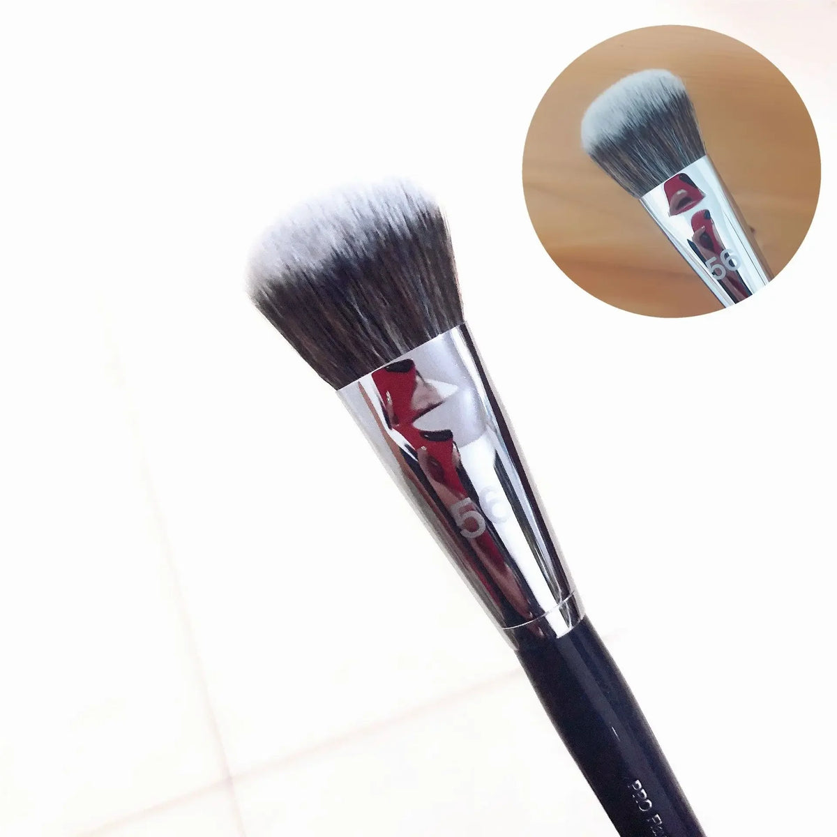 PRO Black Foundation Airbrushed Makeup Brush #56 - Domed Medium-Sized Soft Synthetic Liquid Cream Cosmetics Beauty Tools Quake