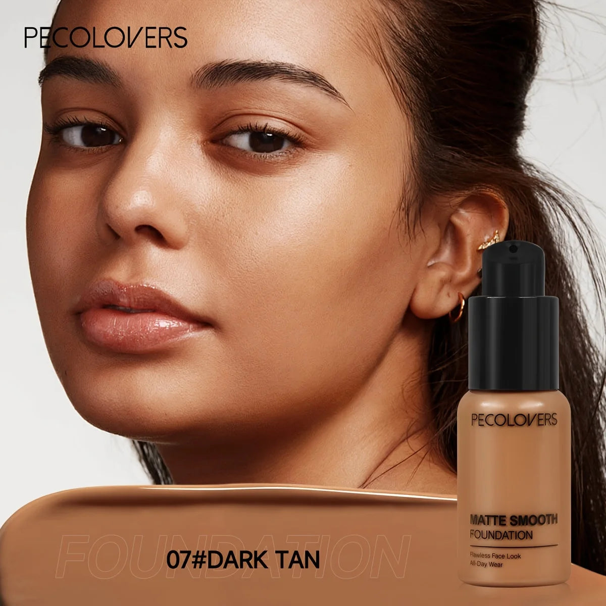 PECOLOVERS Matte Finish Liquid Foundation - Oil-Control, Waterproof, Full Coverage Concealer for All Skin Tones Quake 07