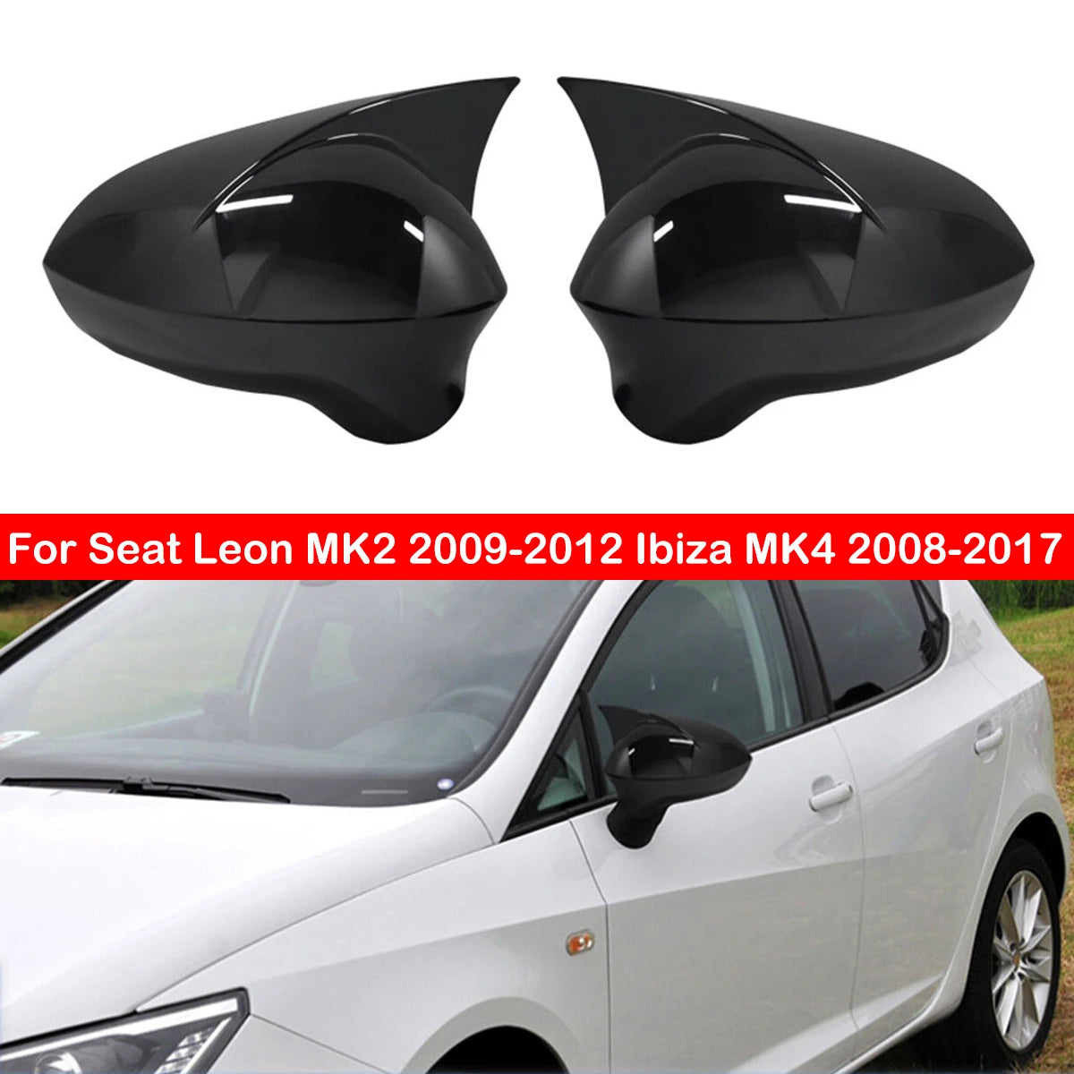 For Seat Leon MK2 2009-2012 Ibiza MK4 2008-2017 Rearview Side Mirror Cover Wing Cap Exterior Door Case Trim Carbon Fiber Sticker Quake