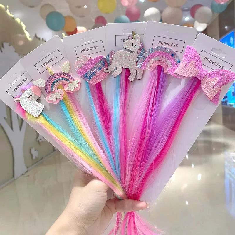 Cute Cartoon Unicorn Children Hair Braiding Accessories Little Girls Colored Braided Tools Baby Holiday Party Pony Hair Clips Quake