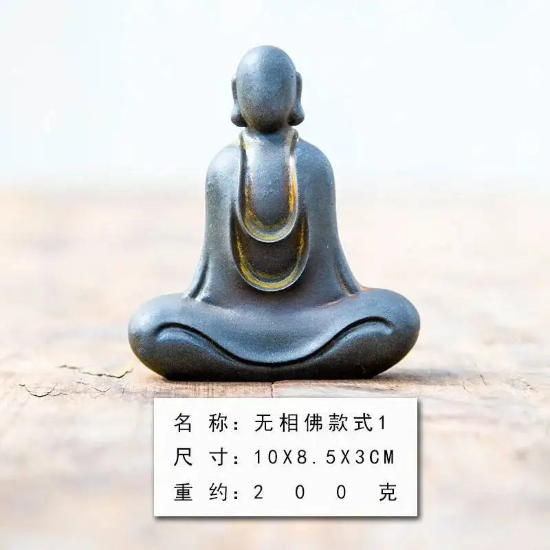 Chinese Style National Style Formless Buddha Statue Zen Ornament Study Room Decoration Tea Pet Imitation Cast Iron Handmade Quake 10cm Style 1 natural Rust