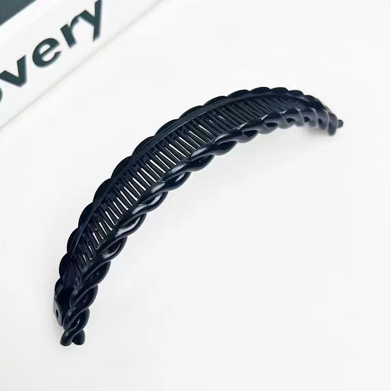 Women Solid Color Banana Hair Clip for Girls Vintage Wave Comb Hairpin Hair Braids Style Tool Fashion Practical Hair Accessories Quake