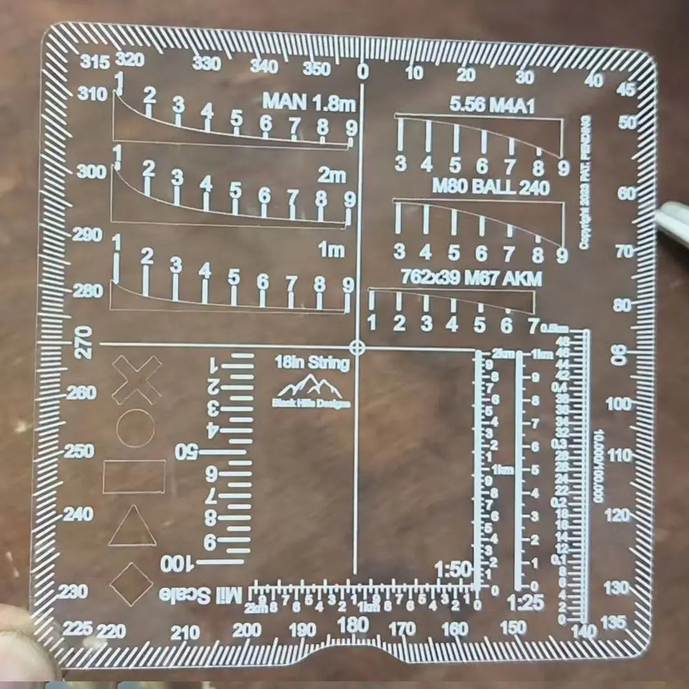 Acrylic Range Finder Card Hunting Ruler Outdoor Auxiliary Ruler Coordinate Grid Reader Square Auxiliary Rangefinder Quake