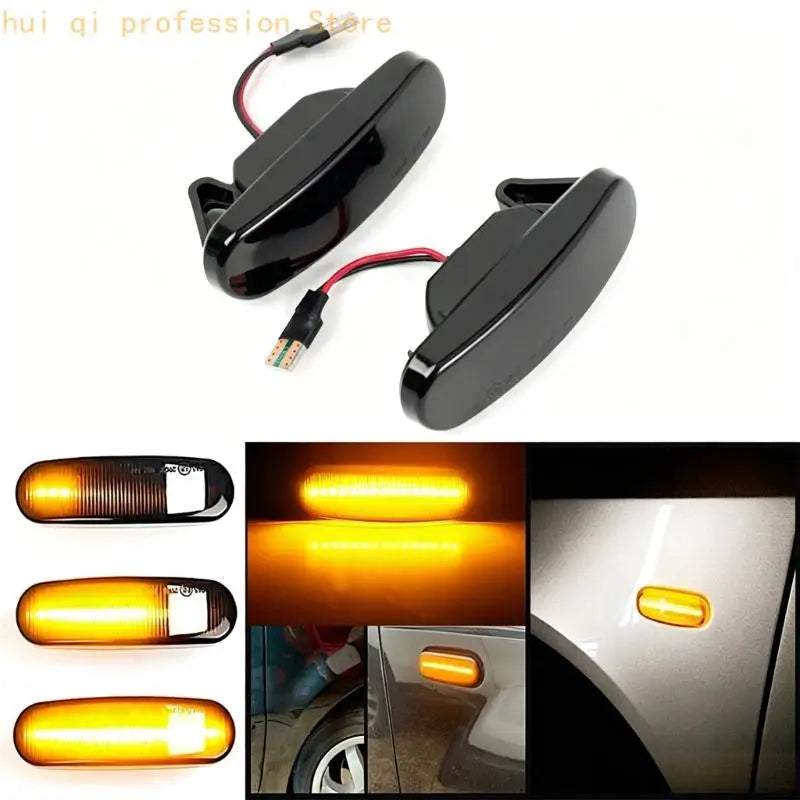 Sequential LED Side Lamp Pair with Smoked Lens Styling for Panda 169 H8WE Quake