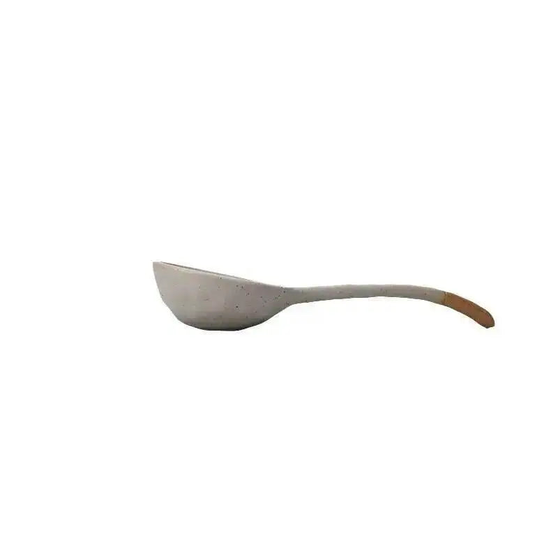 Rustic Ceramic Serving Spoon Long-handled Soup Spoon Large Spoon Ceramic Tableware Quake