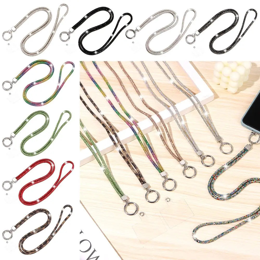 Glitter Rhinestone Phone Lanyard Phone Diamond Crystal Chain Straps Keychain Hanging Anti-lost Rope Quake
