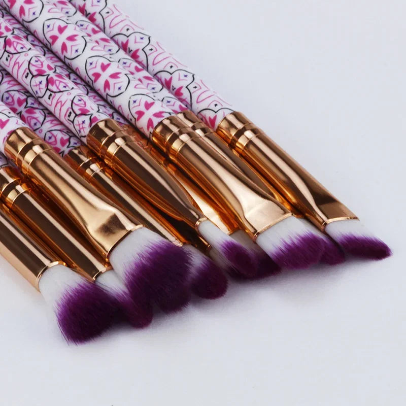 10Pcs/Lot Makeup Brushes Eyeshadow Eyebrow Fine Lines Depict Patterns Lip Professional Eye Part Makeup Brush Set Quake