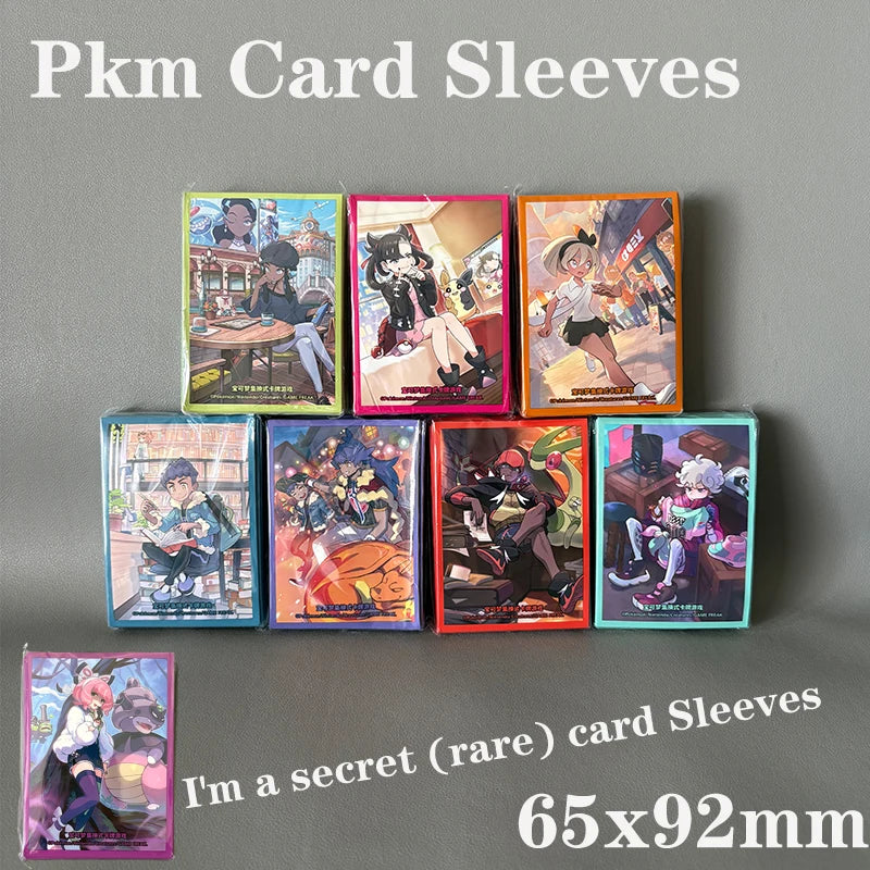 Genuine Pkm TCG Card Sleeves 64PCS Protective Set Nessa Marnie Design Glossy Finish Trading Card Game Accessories Collector Gift Quake