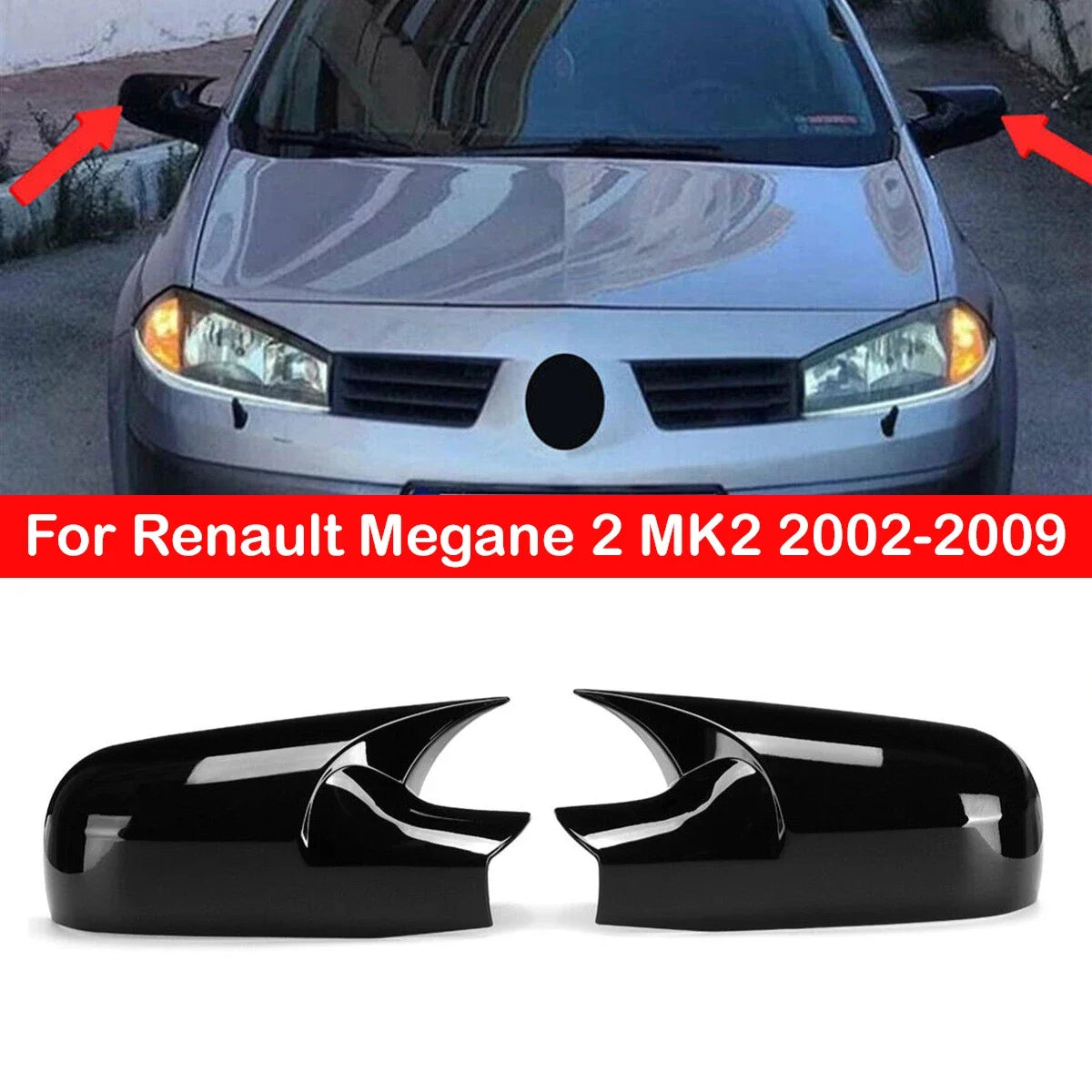 For Renault Megane 2 MK2 2002-2009 Car Rearview Side Mirror Cover Wing Cap Sticker Exterior Door Case Trim Carbon Fiber Black Quake