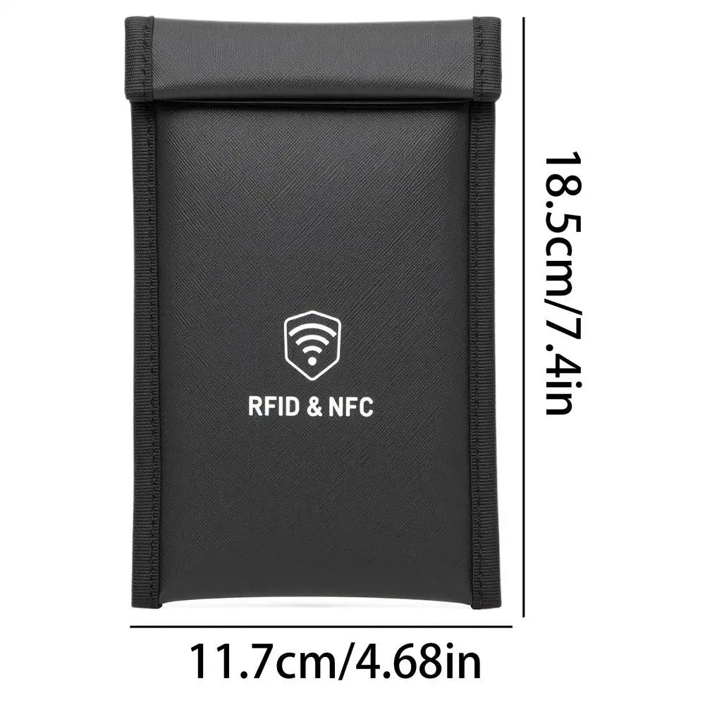 Cell Phone Signal Blocker Anti-Tracking Anti-Theft Signal Shield Sleeve Phone Pouch with Detachable Wrist Strap for Privacy Data Quake Black