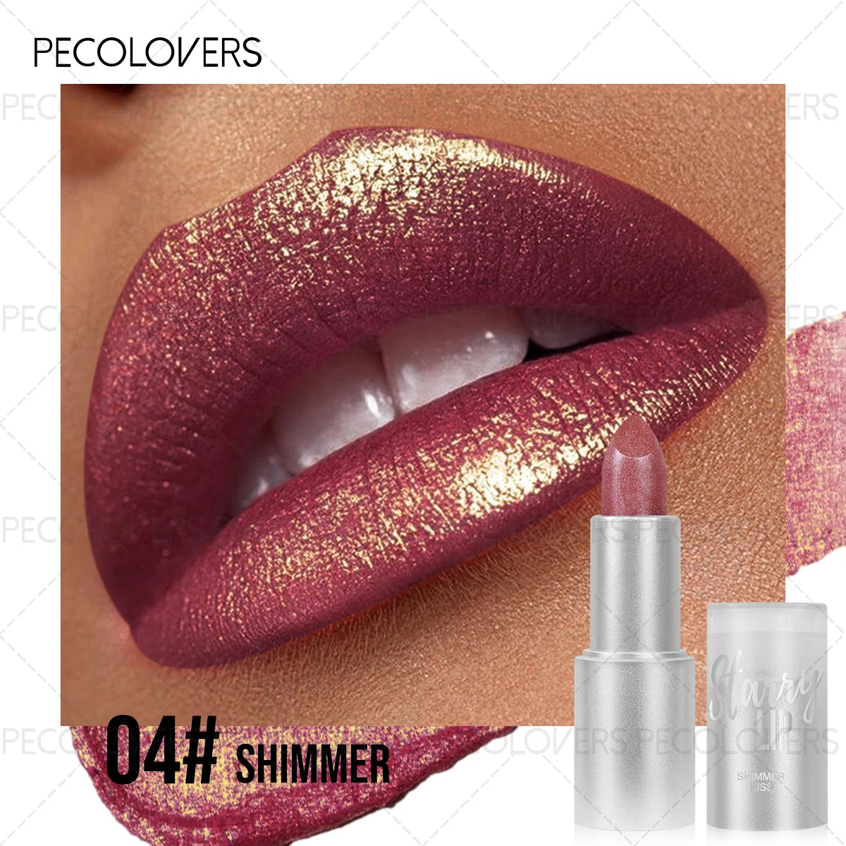 Fine Glitter Lipstick, Multiple Color Options, Glitter Lip Lipstick, Suitable for Date and Festival Makeup, Lip Cosmetics Quake 04
