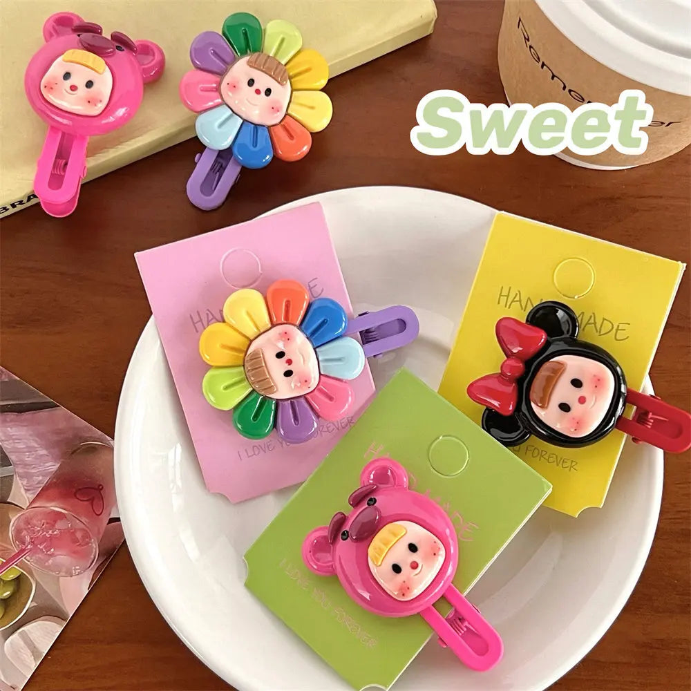 Cute Dopamine Girls Hair Clip Sweet Versatile Children Forehead Bangs Side Clip Kawaii Korean Fashion Hair Styling Accessories Quake