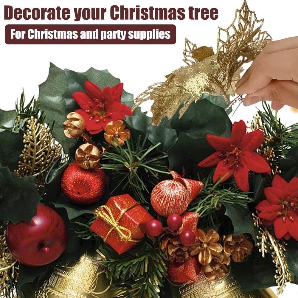 10/30Pcs Mini Metal Clips for Christmas Flowers Christmas Tree Flower Ornament Fixed Clip Xmas Party Garland Decorations Supply Quake
