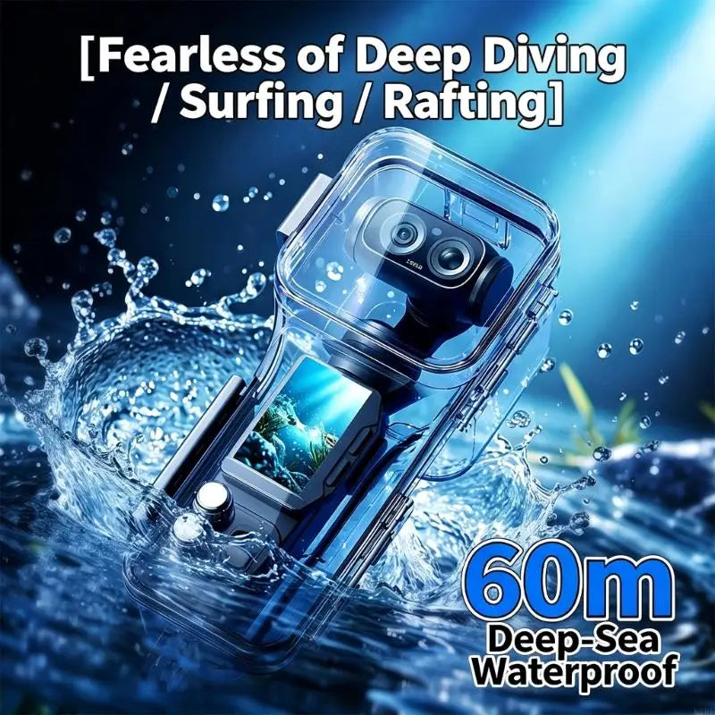Underwater Camera Housing for LunaUltra Camera, Clear Full-Cover Protective Shell with Lens Window 2Prong Mount for Diving K1KF Quake